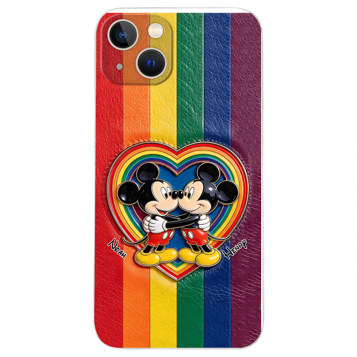 LGBT Cartoon Mouse, Pride Month - Personalized LGBT Support 3D Embossed Leather Phone Case