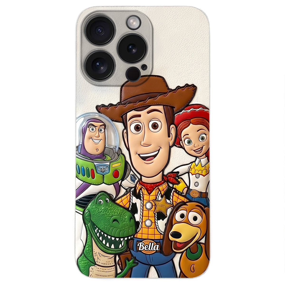 Galaxy And Western Buddy Toy - Personalized Movie For Kids 3D Embossed Leather Phone Case