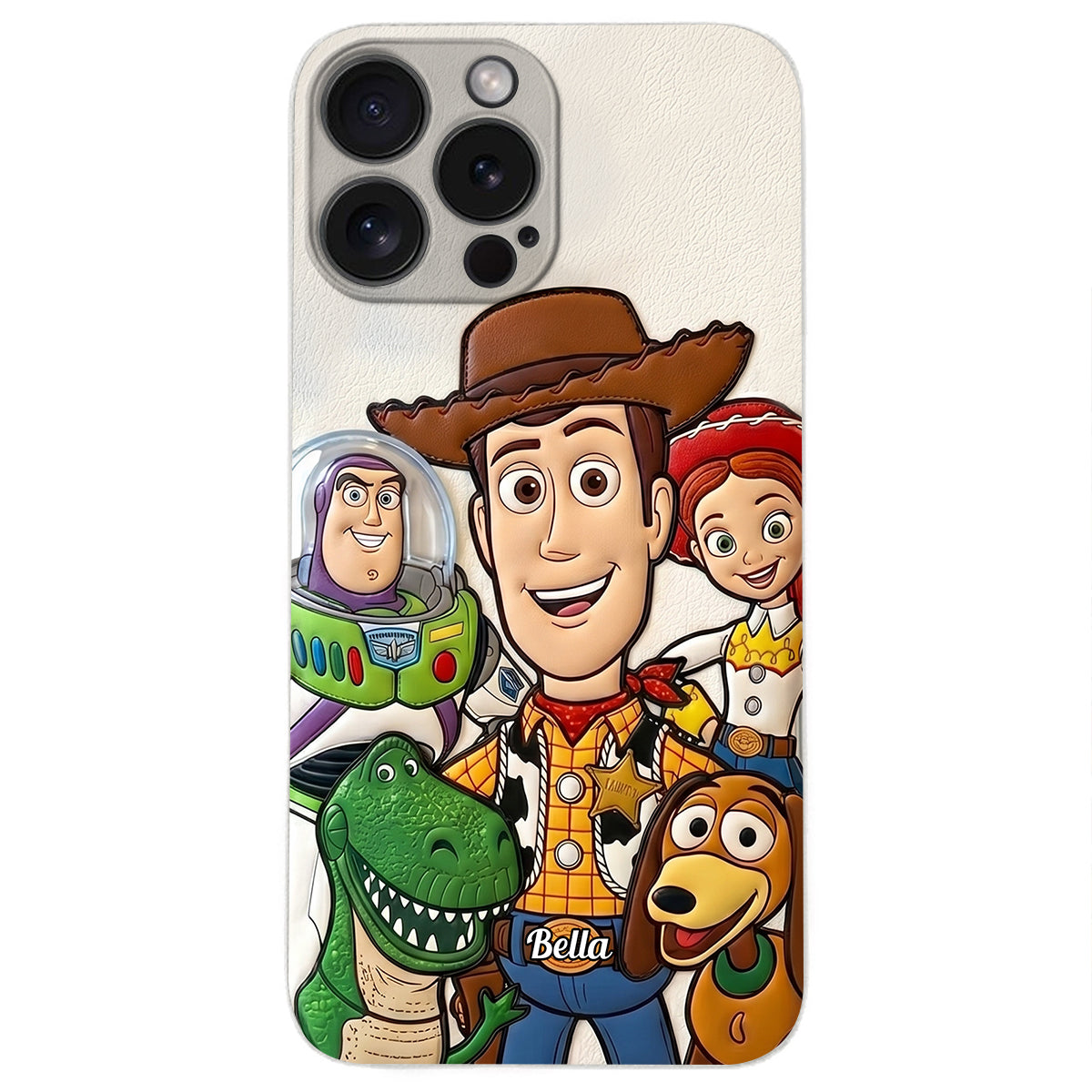 Galaxy And Western Buddy Toy - Personalized Movie For Kids 3D Embossed Leather Phone Case