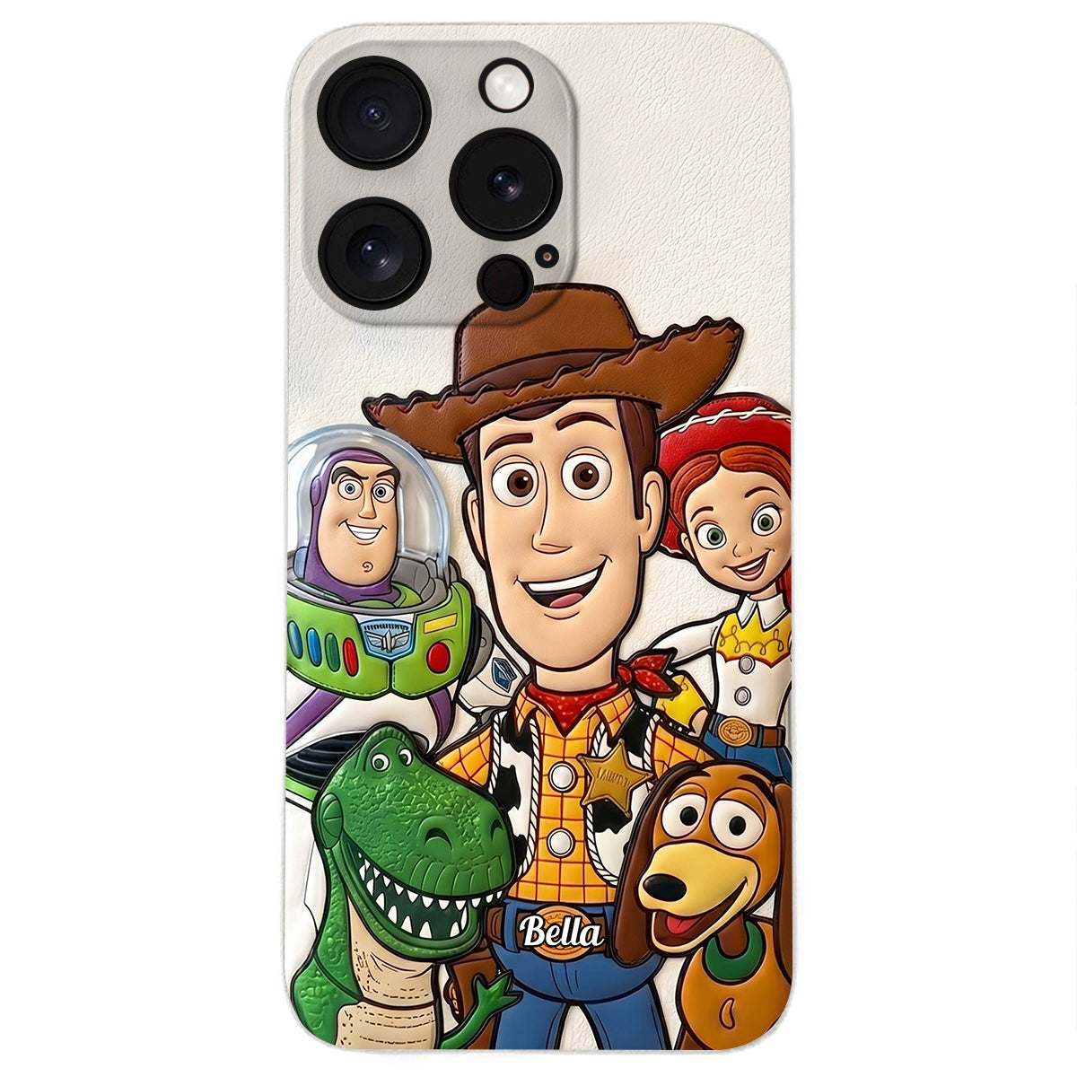 Galaxy And Western Buddy Toy - Personalized Movie For Kids 3D Embossed Leather Phone Case