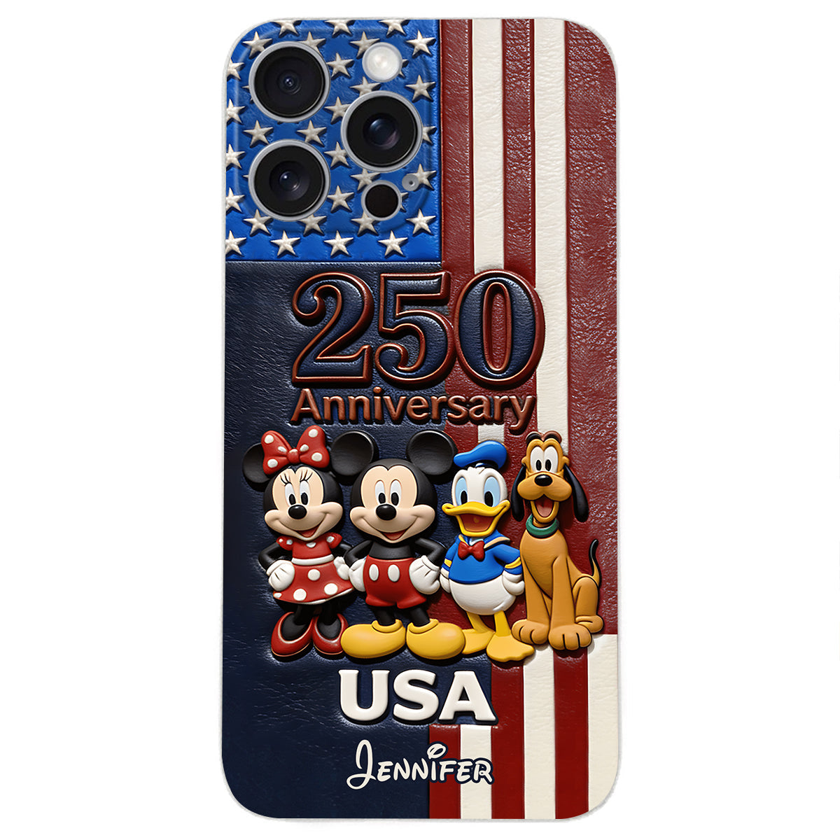 Friends 250 Anniversary - Personalized Mouse 3D Embossed Leather Phone Case