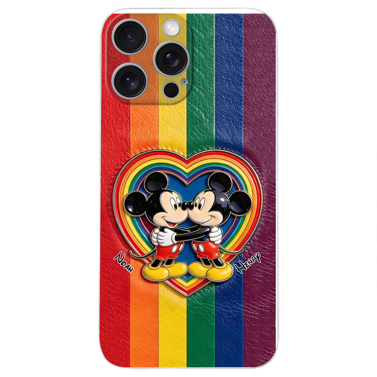 LGBT Cartoon Mouse, Pride Month - Personalized LGBT Support 3D Embossed Leather Phone Case