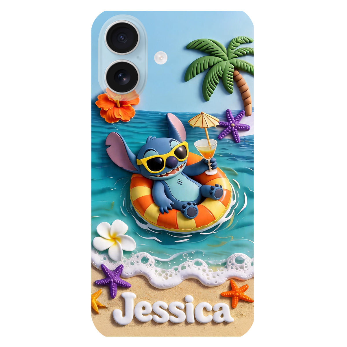 Ohana Tropical Beach - Personalized Ohana 3D Embossed Leather Phone Case