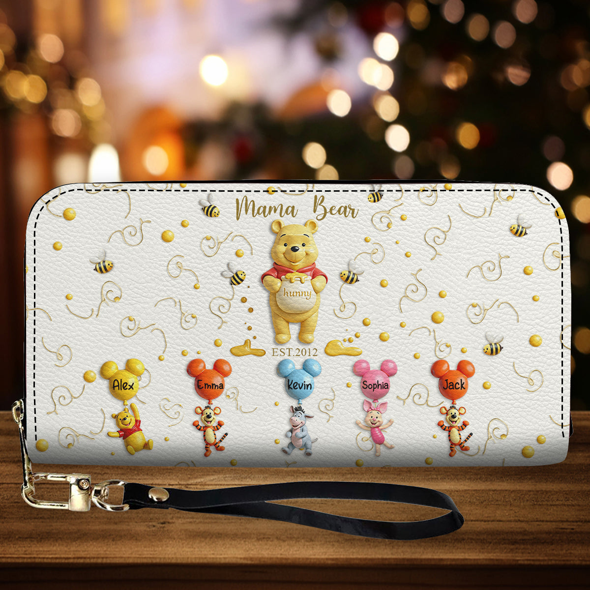 Mama Bear - Personalized Mouse Leather Long Wallet