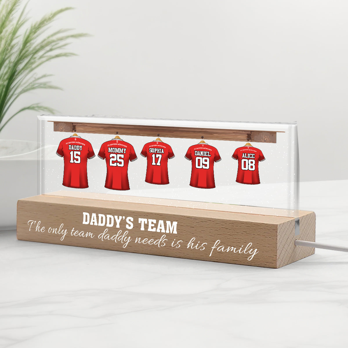 Daddy's Team - Personalized Soccer Custom LED Night Light