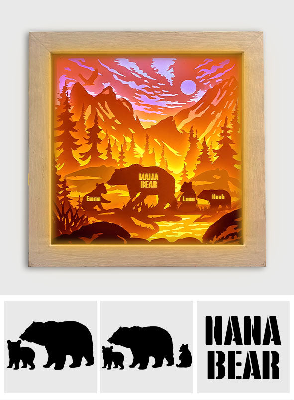 Mama Bear - Personalized Mother Light Shadow Box