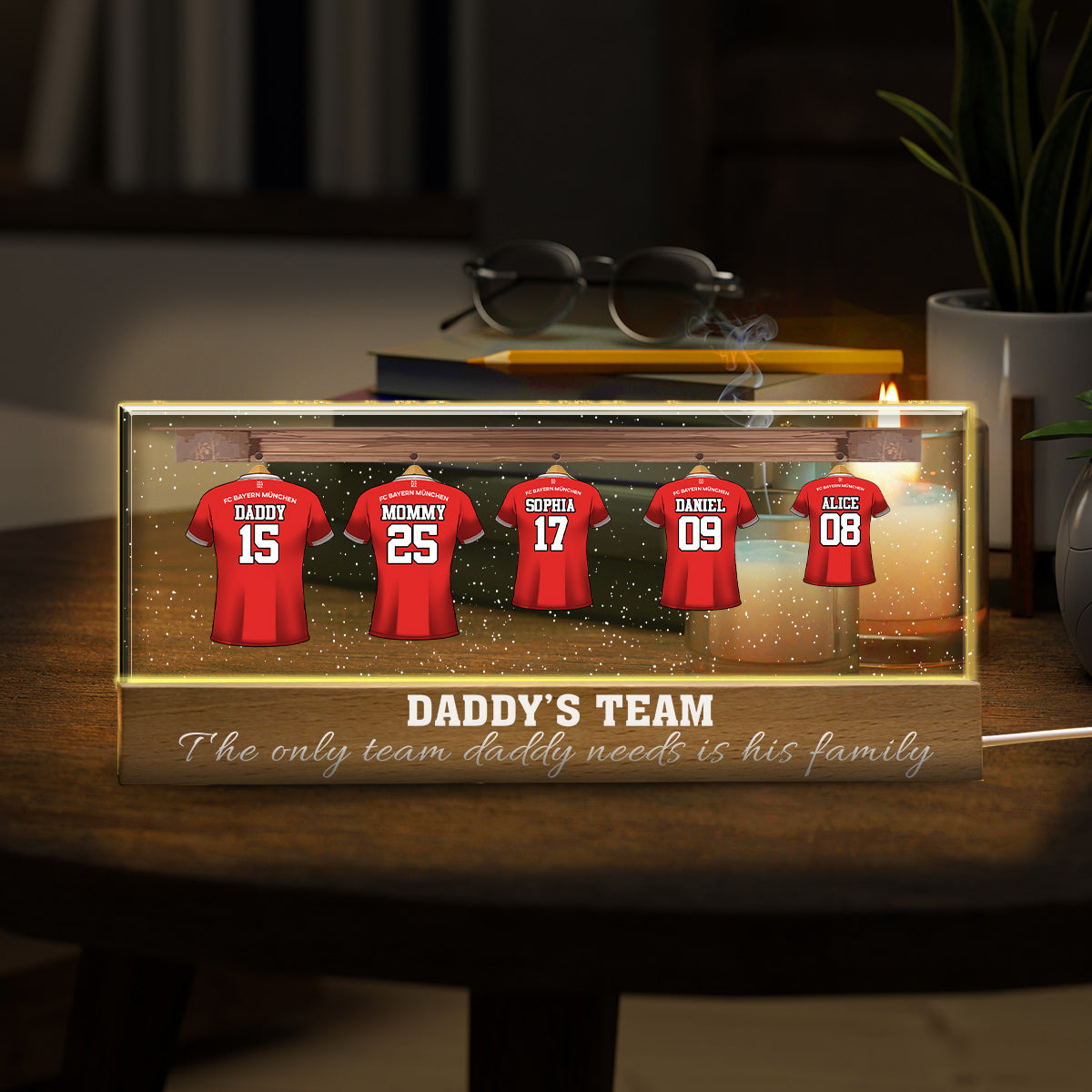 Daddy's Team - Personalized Soccer Custom LED Night Light