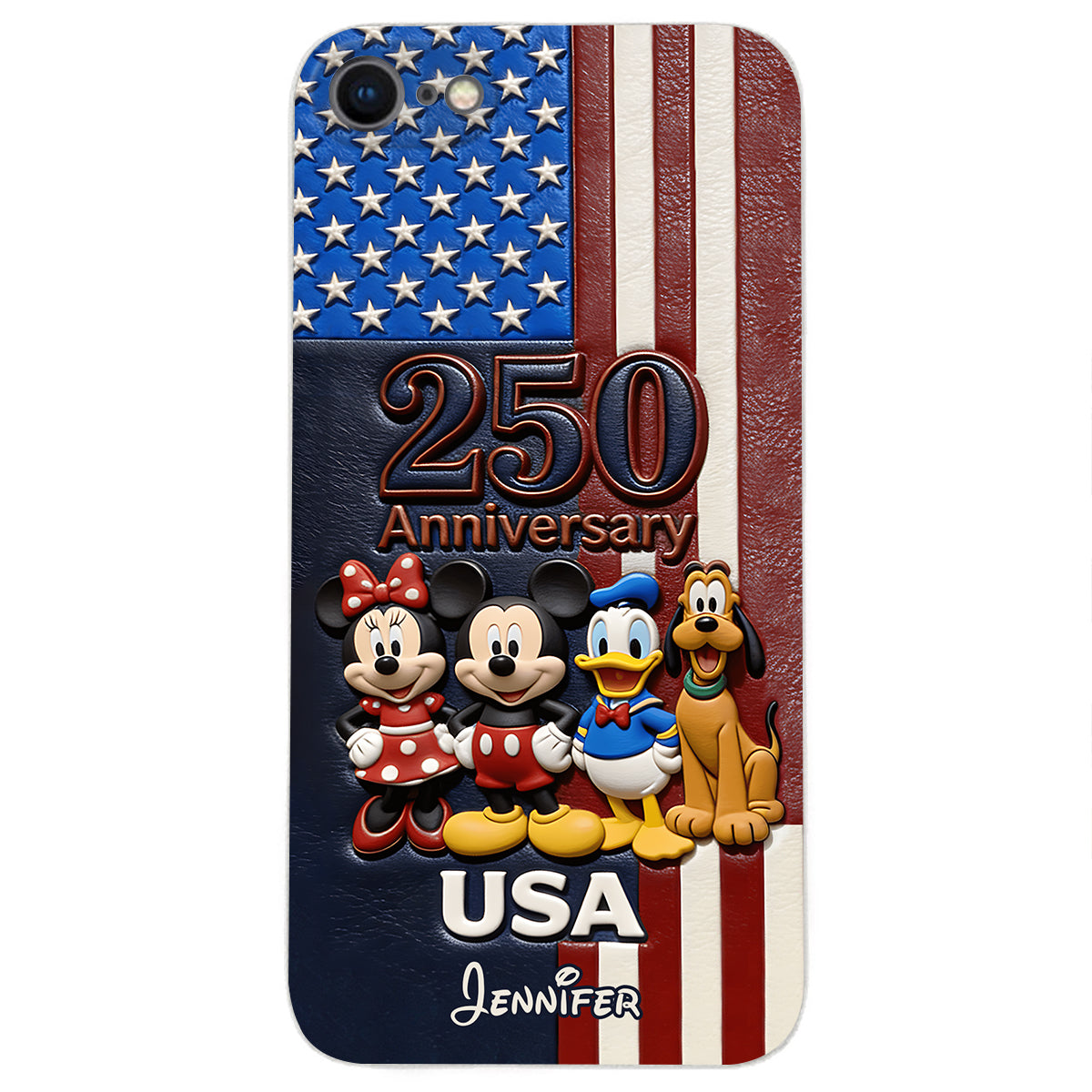 Friends 250 Anniversary - Personalized Mouse 3D Embossed Leather Phone Case