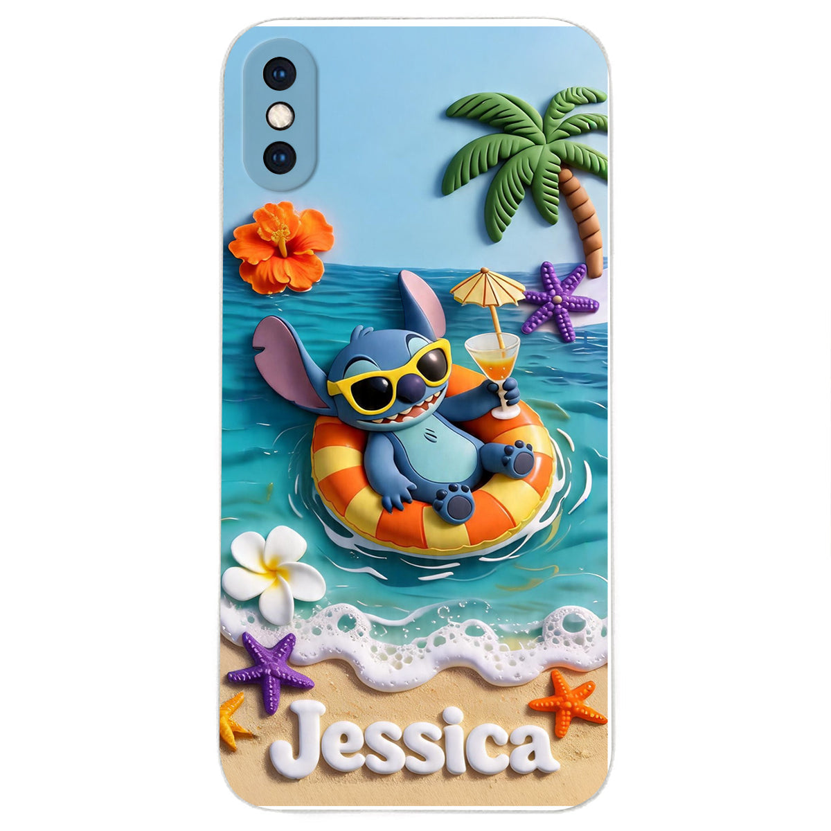 Ohana Tropical Beach - Personalized Ohana 3D Embossed Leather Phone Case