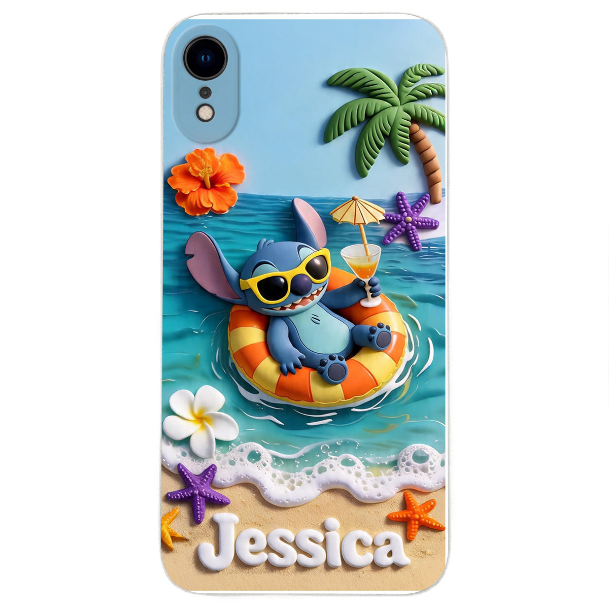 Ohana Tropical Beach - Personalized Ohana 3D Embossed Leather Phone Case