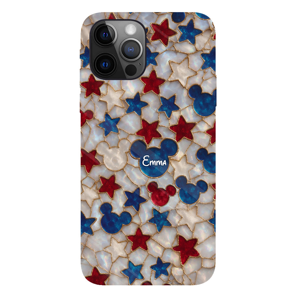 Red White Blue Stars Mouse Ears - Personalized Mouse Full Print Phone Case