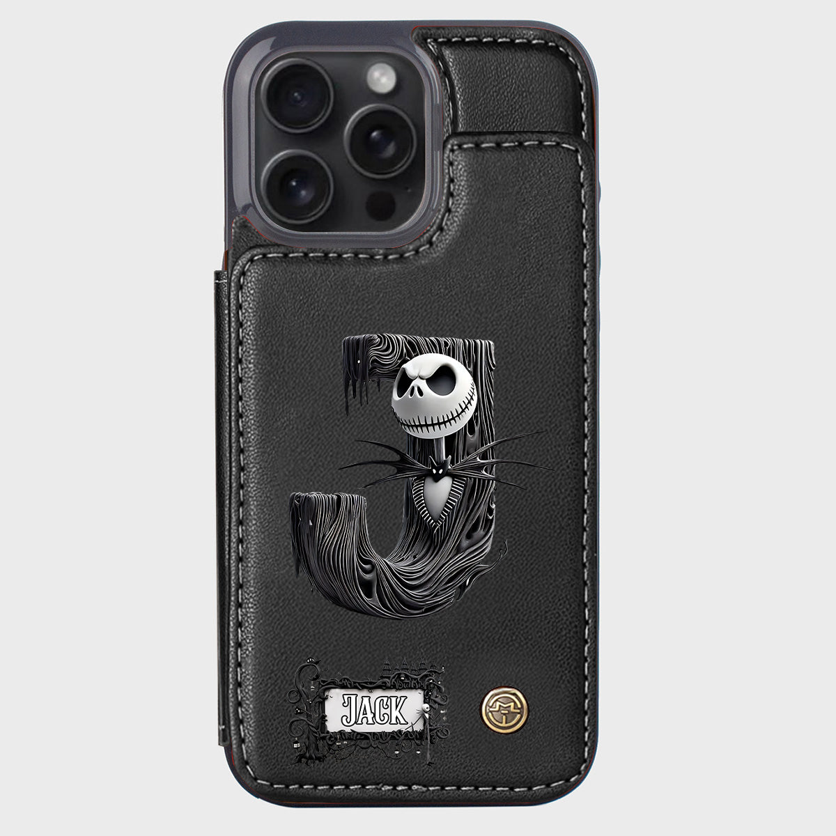 Gothic Initial Letter Gift - Personalized Nightmare Wallet Phone Case