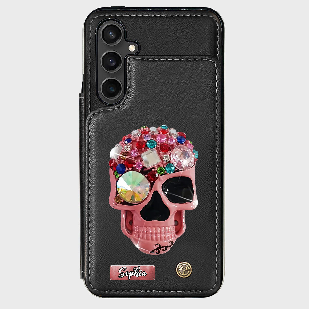 Shiny Skull - Personalized Skull Wallet Phone Case