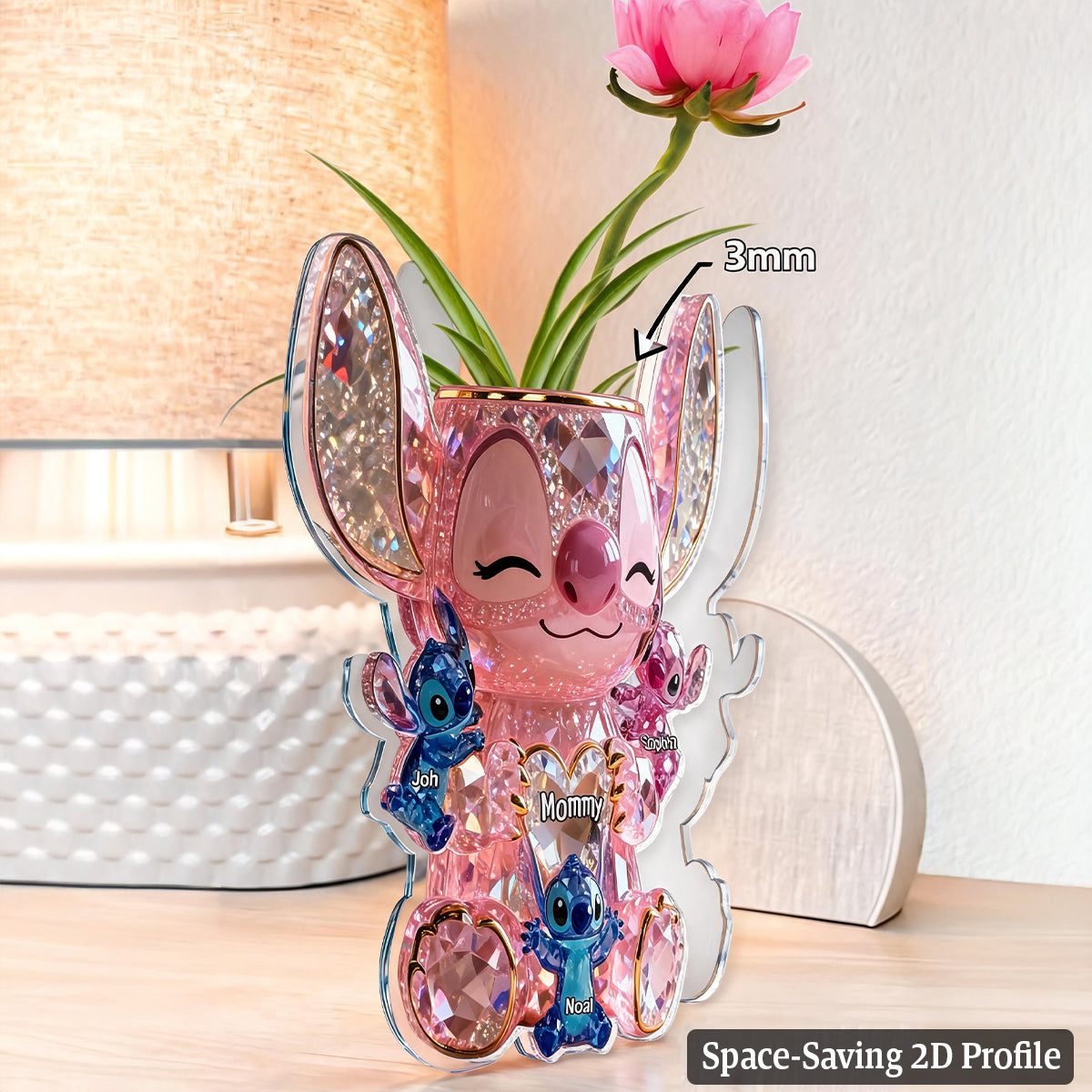 Cute Sparkling Alien - Personalized Ohana Custom Shape Acrylic Flower Vase