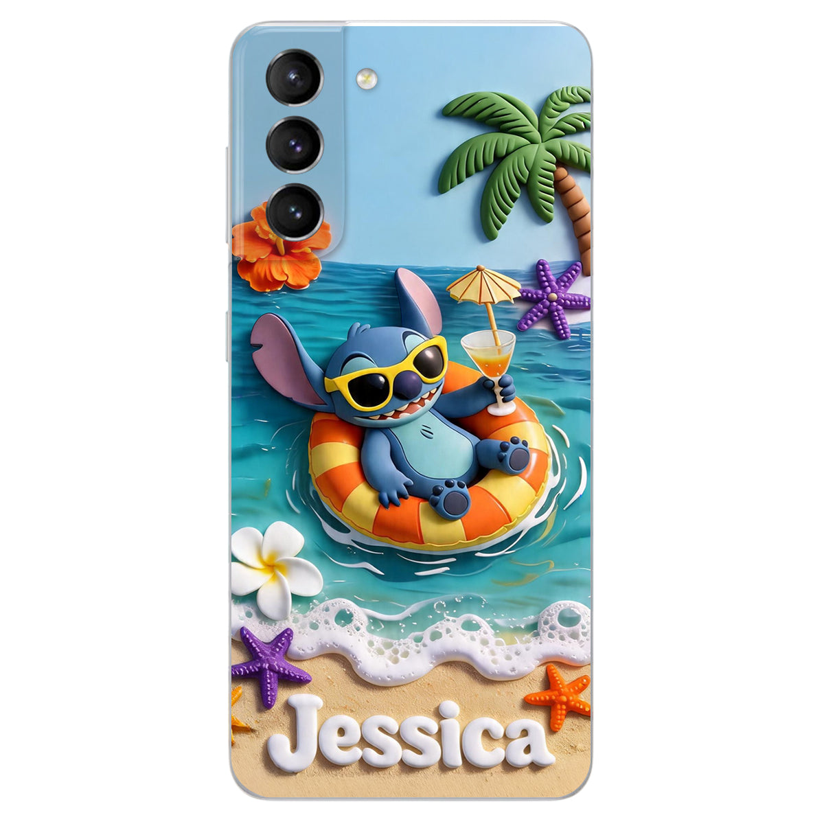 Ohana Tropical Beach - Personalized Ohana 3D Embossed Leather Phone Case