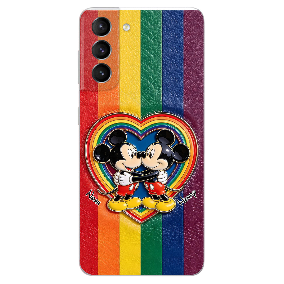 LGBT Cartoon Mouse, Pride Month - Personalized LGBT Support 3D Embossed Leather Phone Case