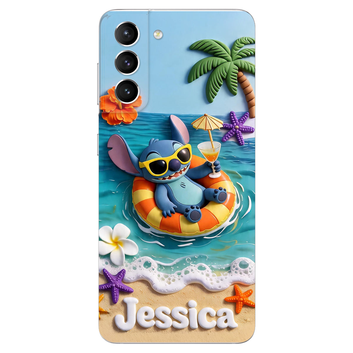 Ohana Tropical Beach - Personalized Ohana 3D Embossed Leather Phone Case