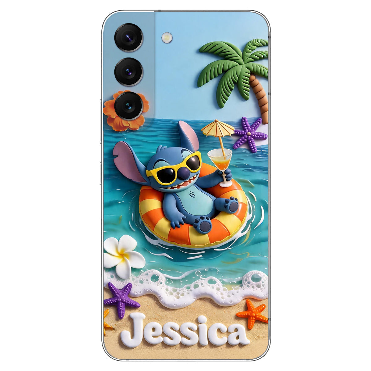 Ohana Tropical Beach - Personalized Ohana 3D Embossed Leather Phone Case