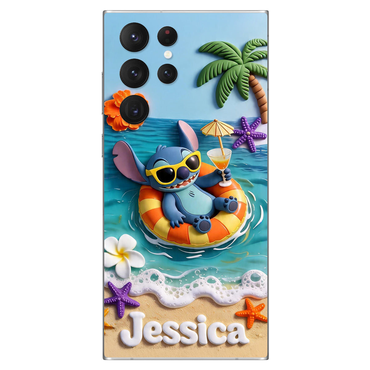 Ohana Tropical Beach - Personalized Ohana 3D Embossed Leather Phone Case