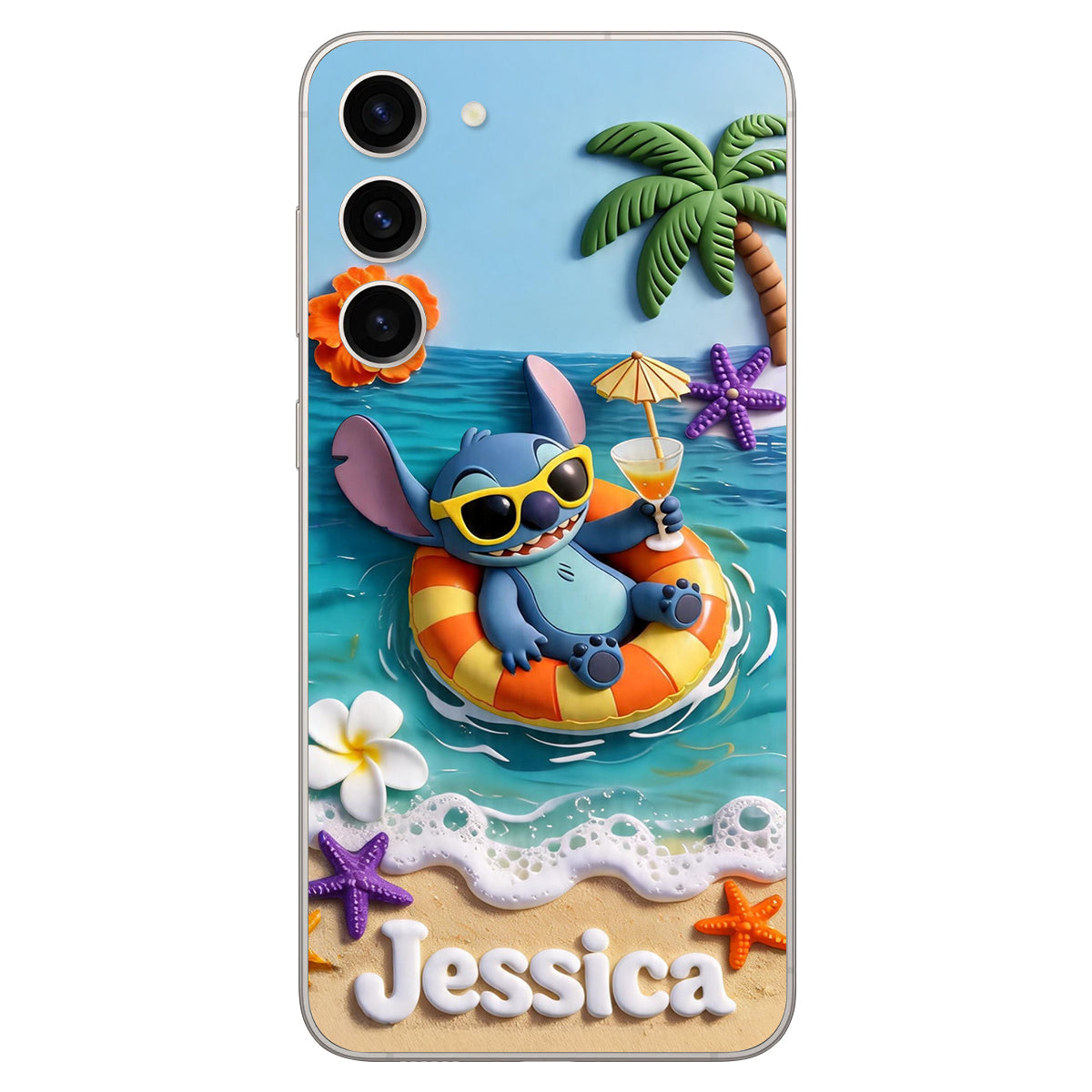 Ohana Tropical Beach - Personalized Ohana 3D Embossed Leather Phone Case