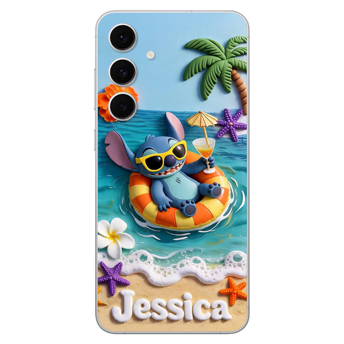 Ohana Tropical Beach - Personalized Ohana 3D Embossed Leather Phone Case