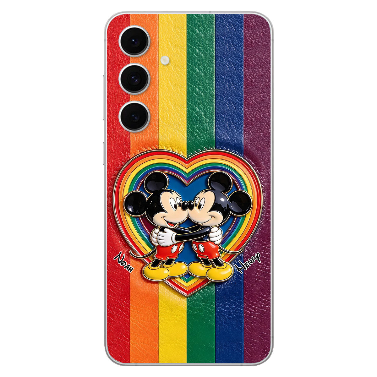 LGBT Cartoon Mouse, Pride Month - Personalized LGBT Support 3D Embossed Leather Phone Case