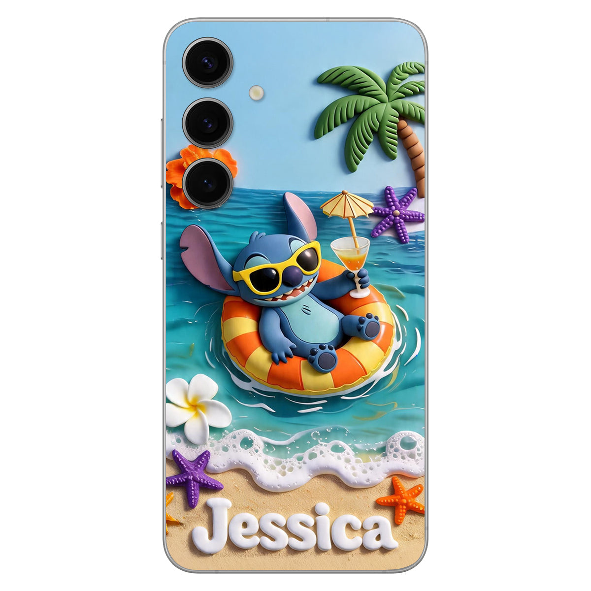 Ohana Tropical Beach - Personalized Ohana 3D Embossed Leather Phone Case