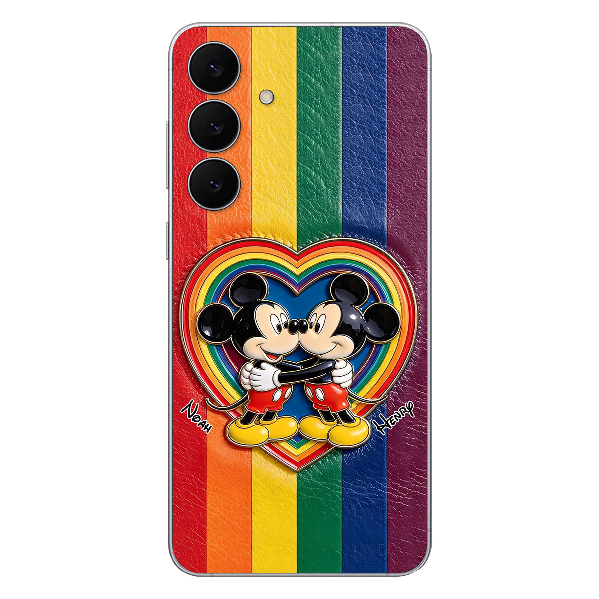 LGBT Cartoon Mouse, Pride Month - Personalized LGBT Support 3D Embossed Leather Phone Case