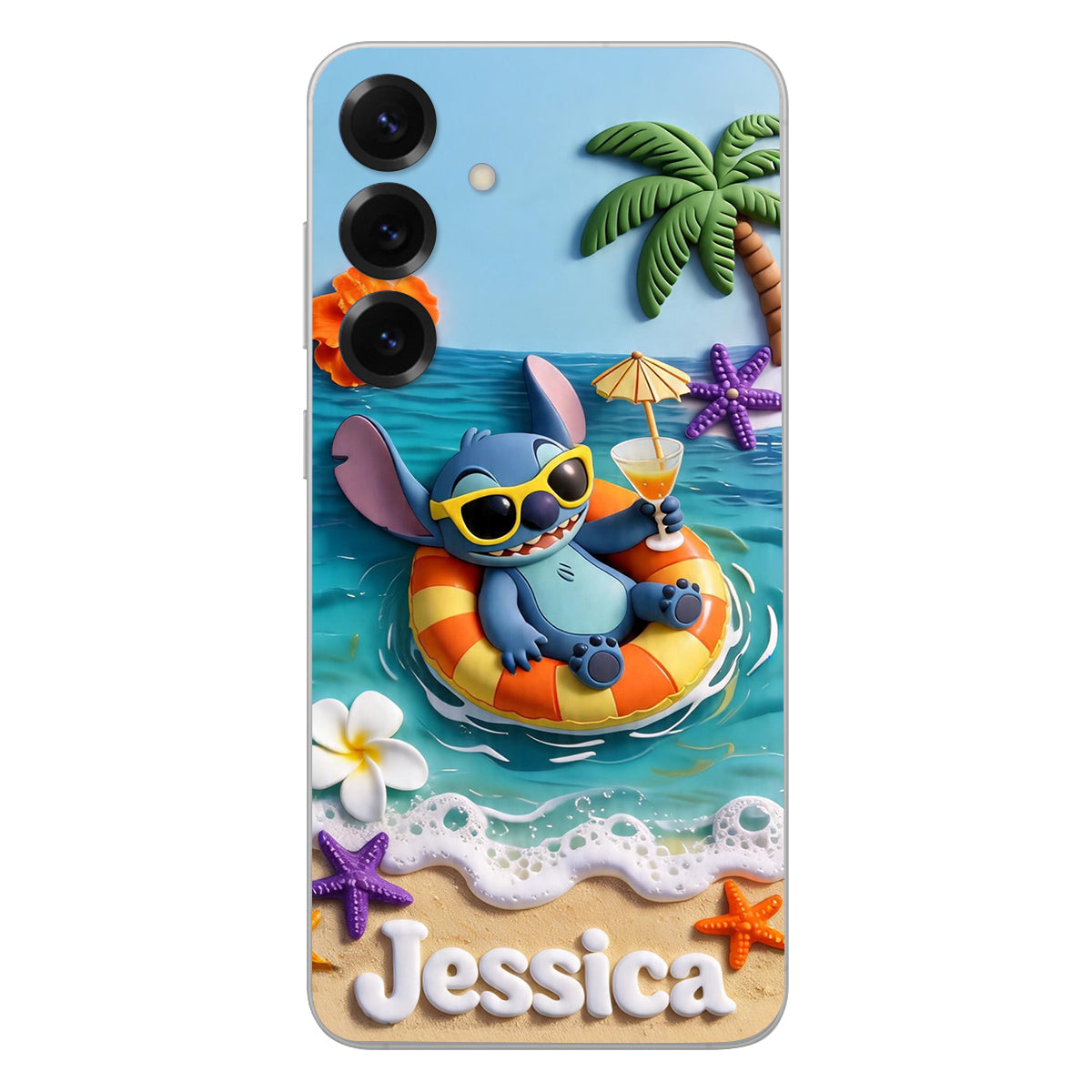 Ohana Tropical Beach - Personalized Ohana 3D Embossed Leather Phone Case