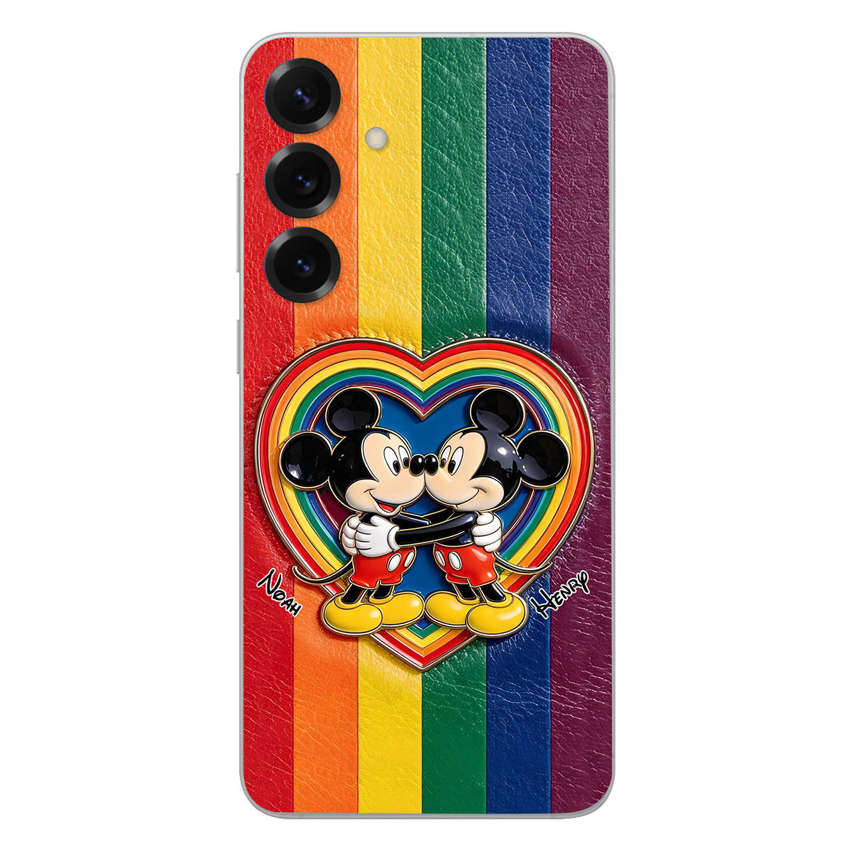 LGBT Cartoon Mouse, Pride Month - Personalized LGBT Support 3D Embossed Leather Phone Case