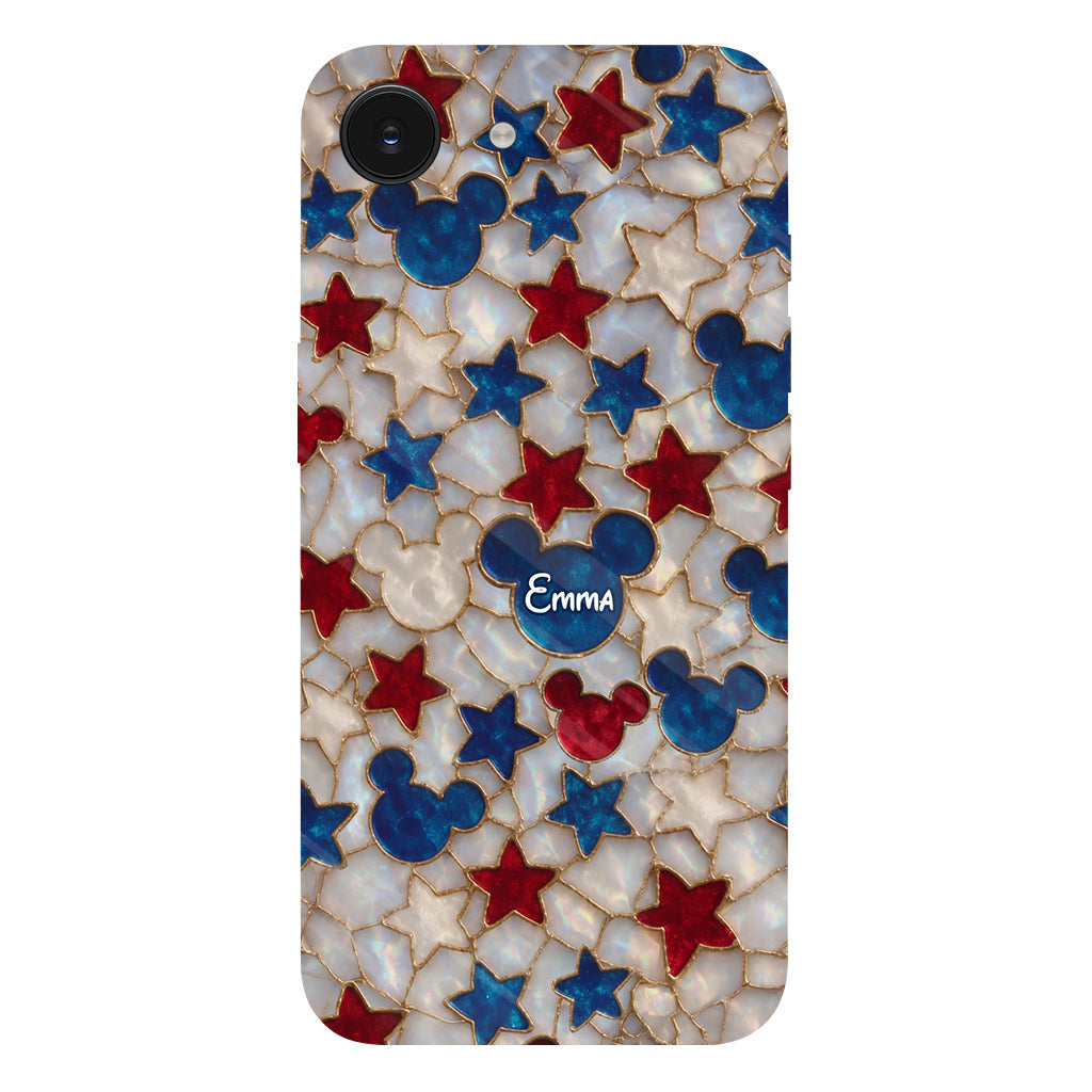 Red White Blue Stars Mouse Ears - Personalized Mouse Full Print Phone Case