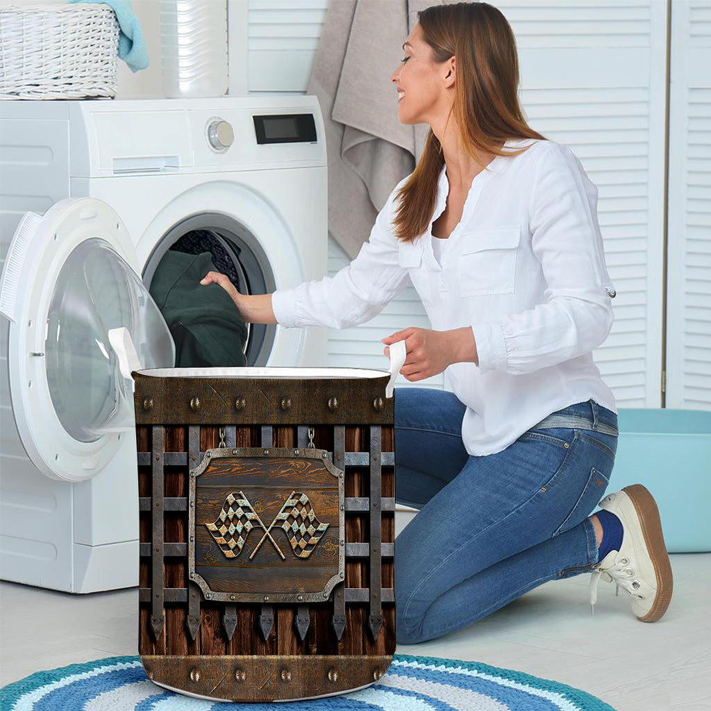 Racing Metal Pattern Print Racing Laundry Basket 0622