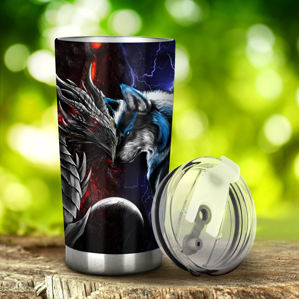 Heart Of A Wolf Soul Of A Dragon - Tumbler 0622