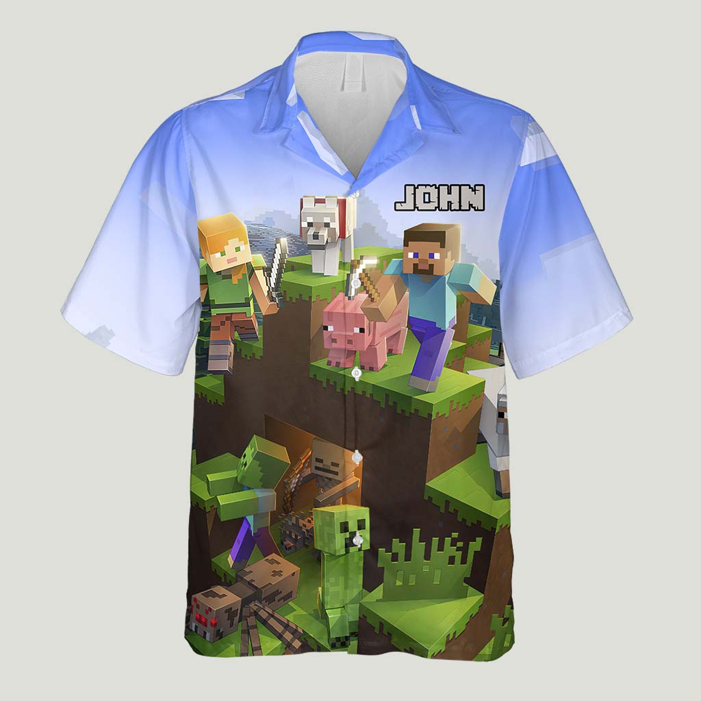 Craftman Look - Personalized Block World Hawaiian Shirt & Men Shorts