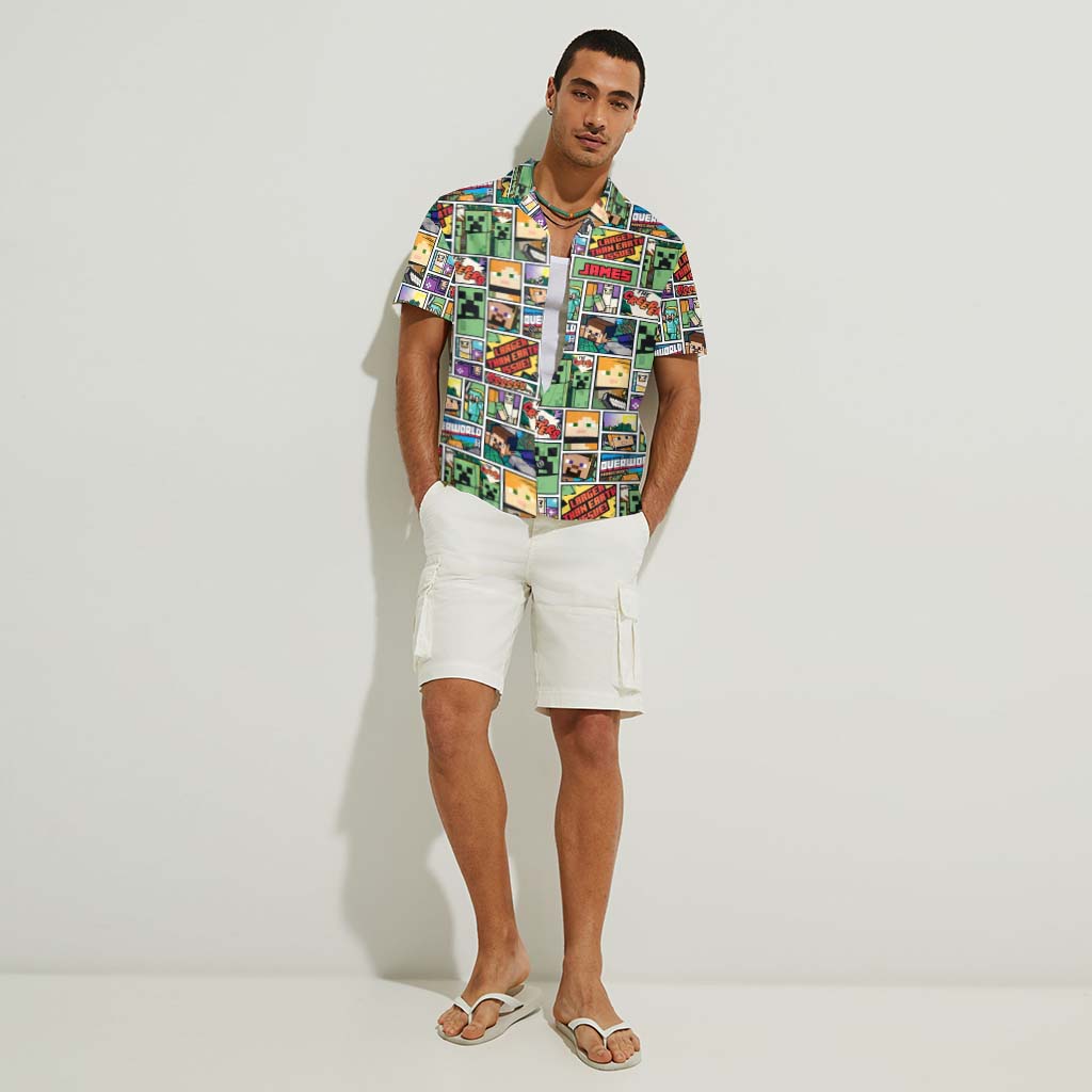 Creeper Adventure - Personalized Block World Hawaiian Shirt