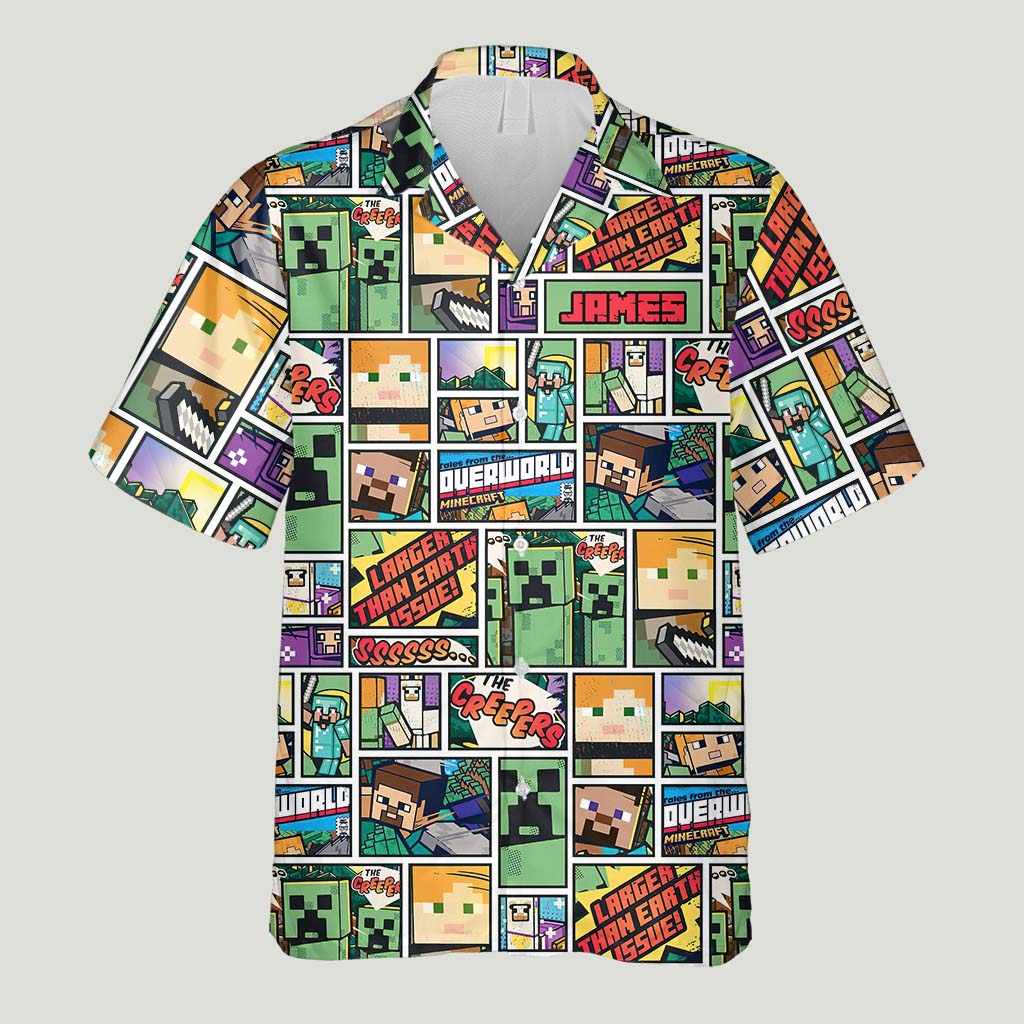 Creeper Adventure - Personalized Block World Hawaiian Shirt
