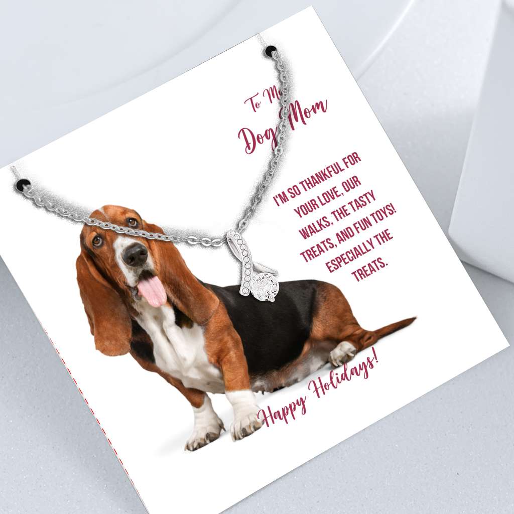 Gift For Basset Hound Dog Mom - Mother Petite Ribbon Necklace 0921