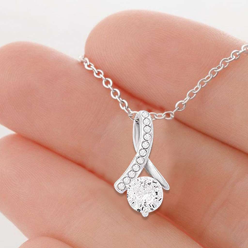 Gift For Basset Hound Dog Mom - Mother Petite Ribbon Necklace 0921
