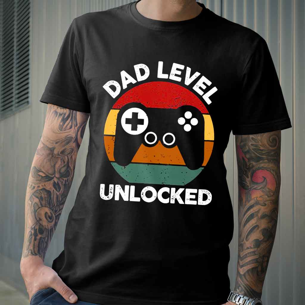 Dad Level Unlocked Funny Gaming - Father T-shirt And Hoodie 092021