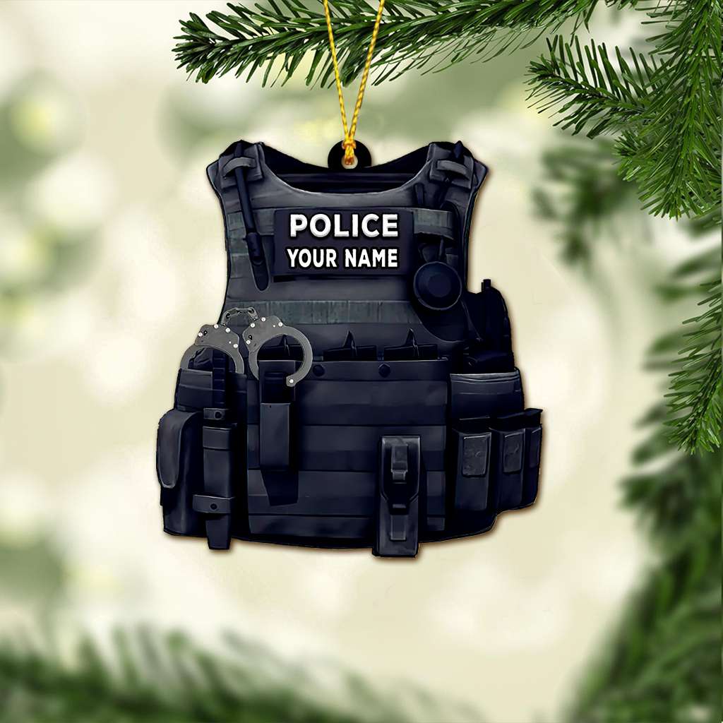 Police Bullet Proof Vest - Personalized Police Officer Ornament (Printed On Both Sides) 1022