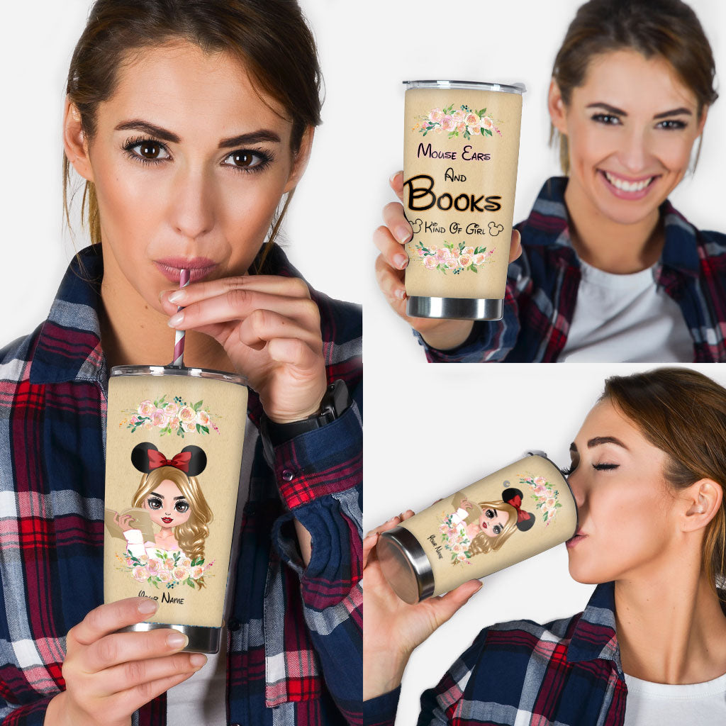 Mouse Ears And Book Kind Of Girl - Personalized Book Tumbler