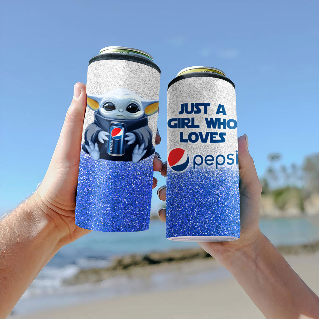 Just A Girl Who Loves Soft Drink Blue Soft Drink Can Cooler