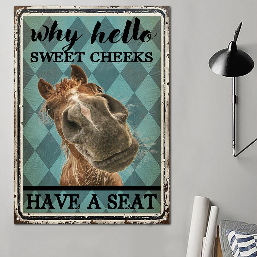 Hello Sweet Cheeks - Horse Rectangle Metal Sign