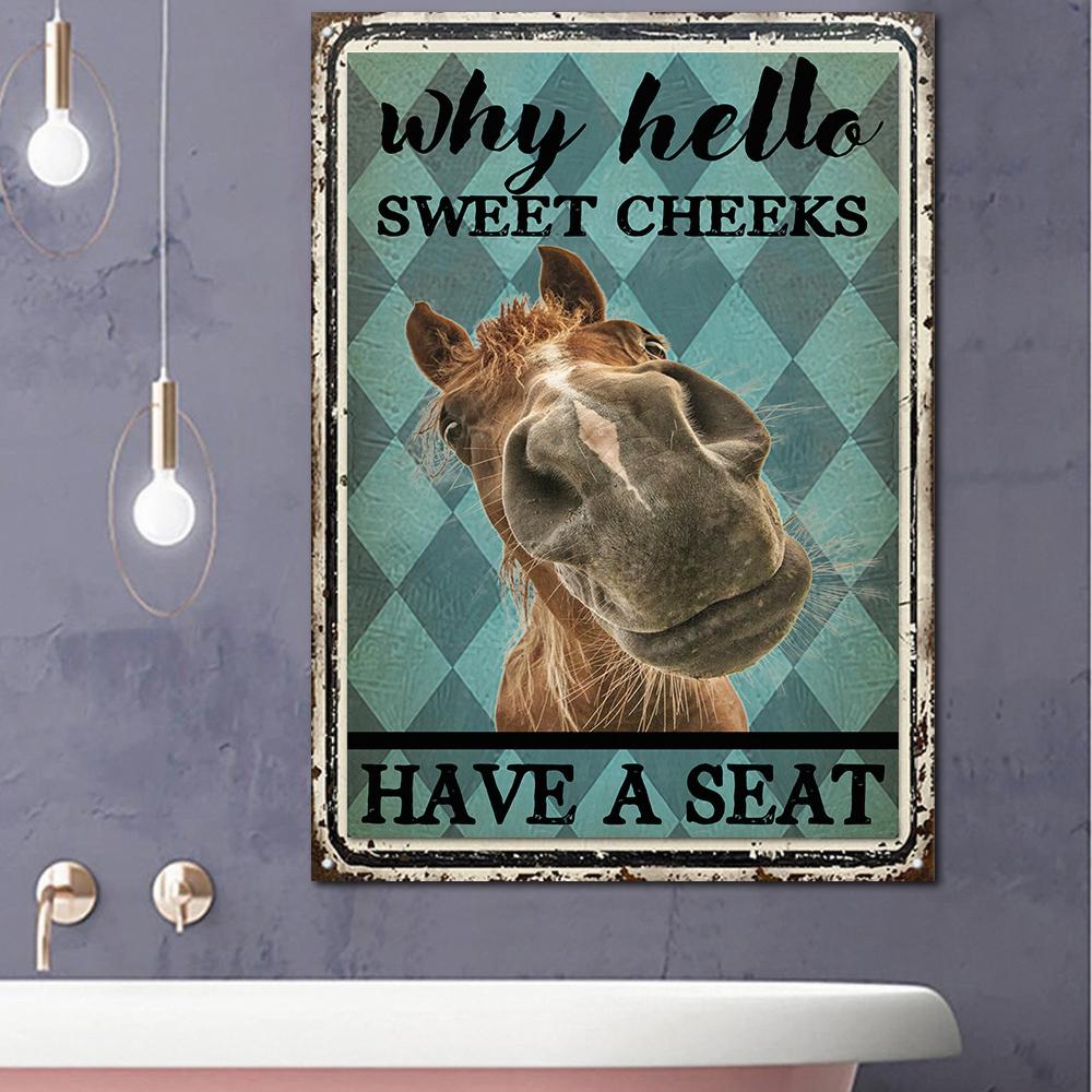 Hello Sweet Cheeks - Horse Rectangle Metal Sign