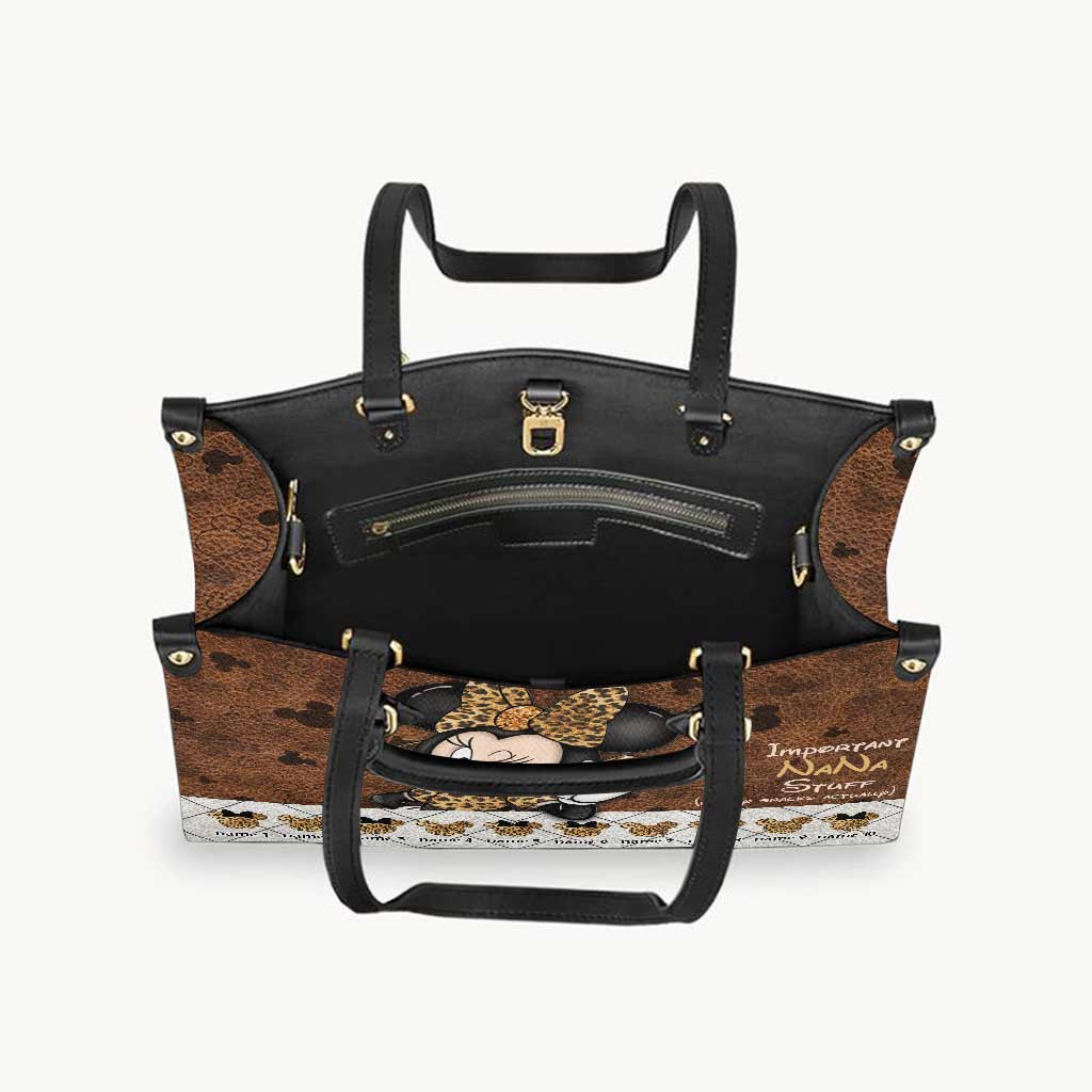 Important Nana Stuff - Personalized Grandma Leather Handbag
