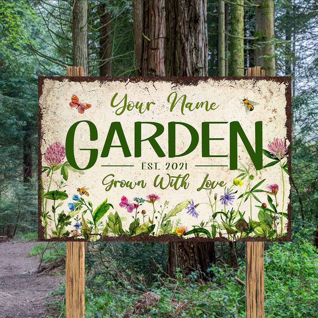 Garden Personalized Rectangle Metal Sign