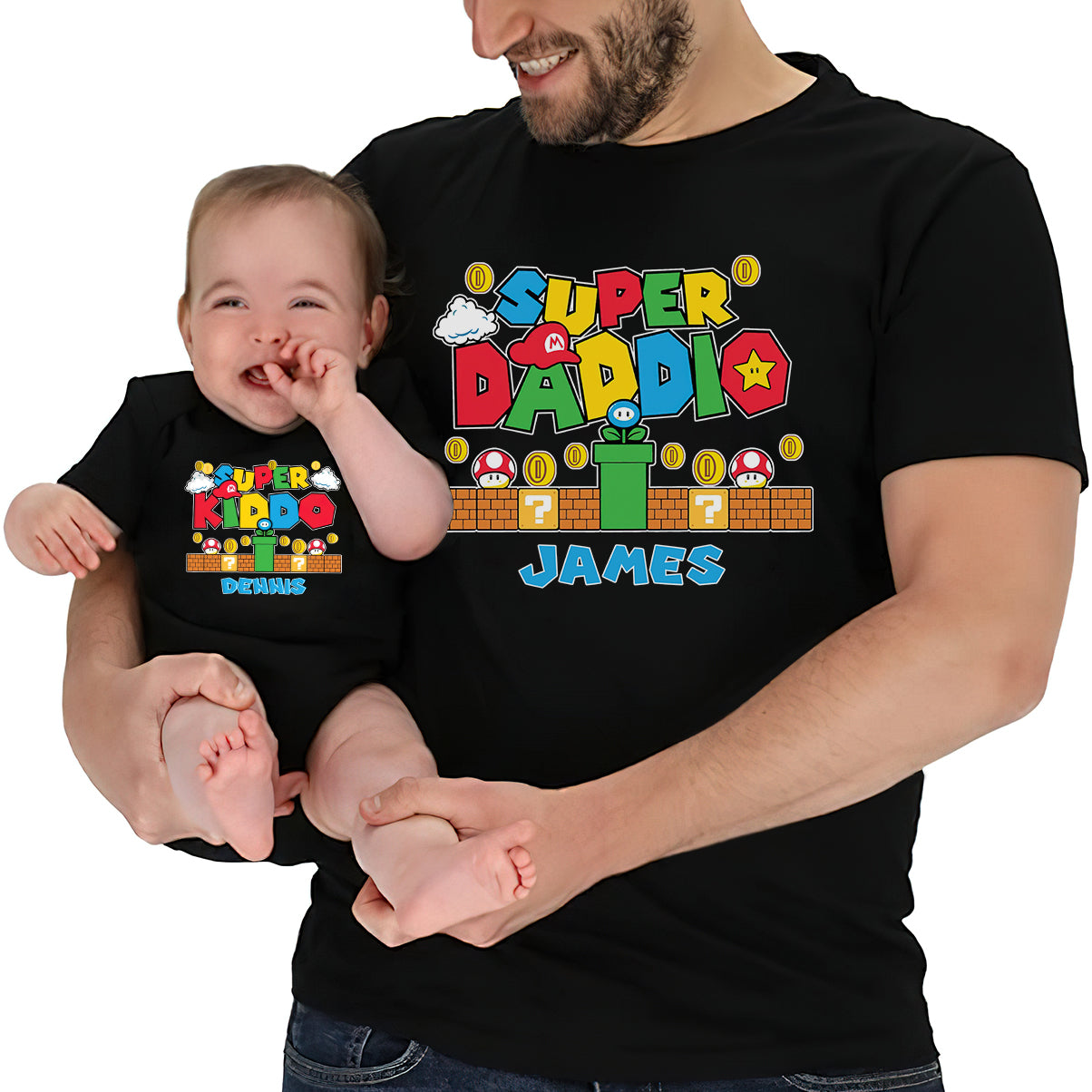 Super Daddio - Personalized Super Plumber T-shirt And Baby Onesie