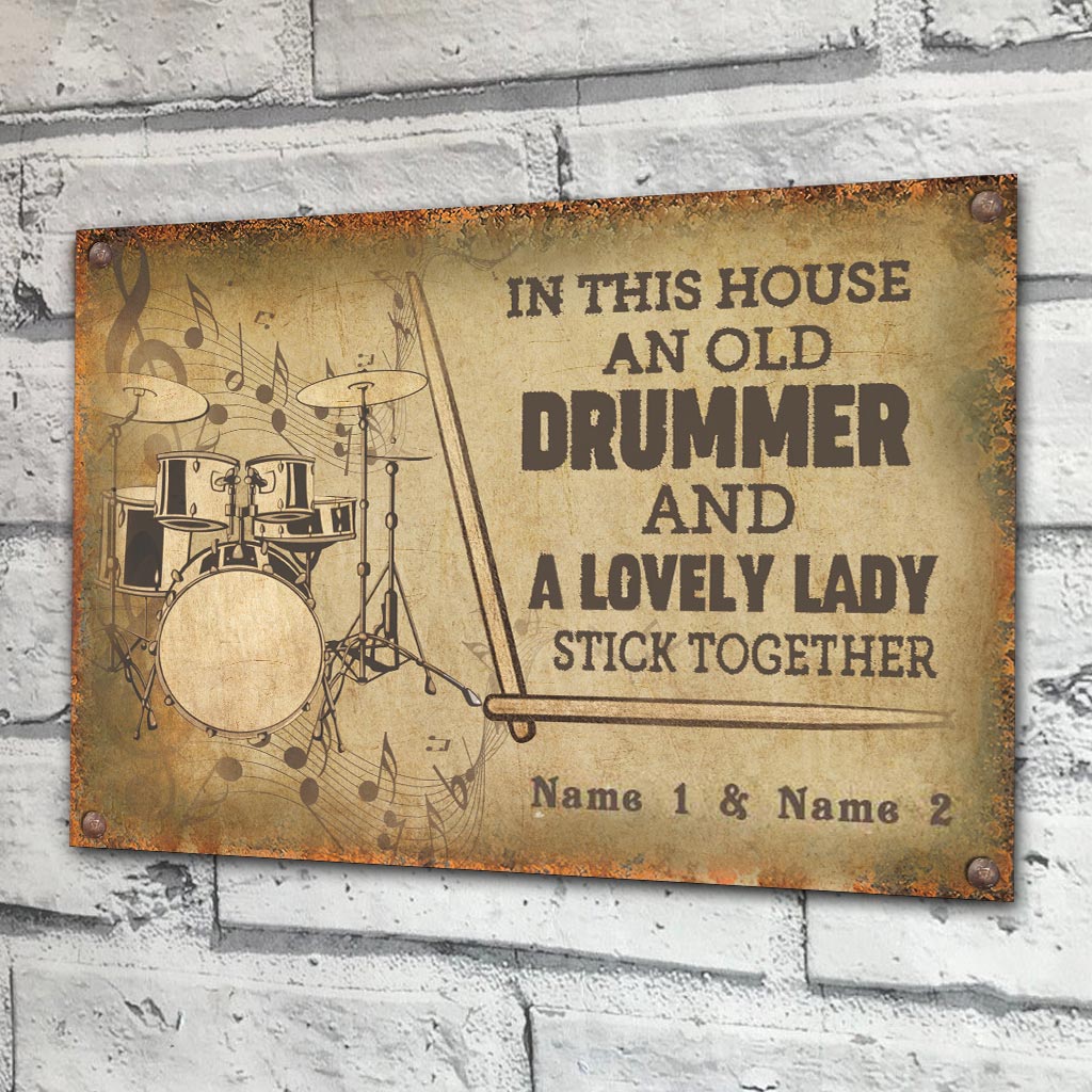 In This House - Drummer Personalized Rectangle Metal Sign
