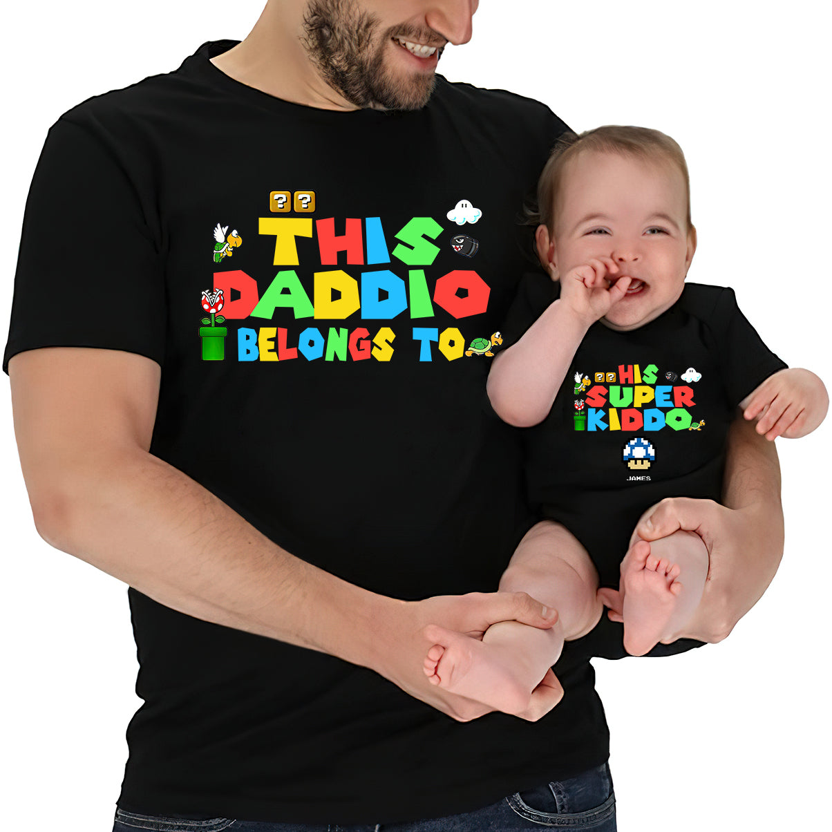 My Cool Daddio - Personalized Super Plumber T-shirt And Baby Onesie