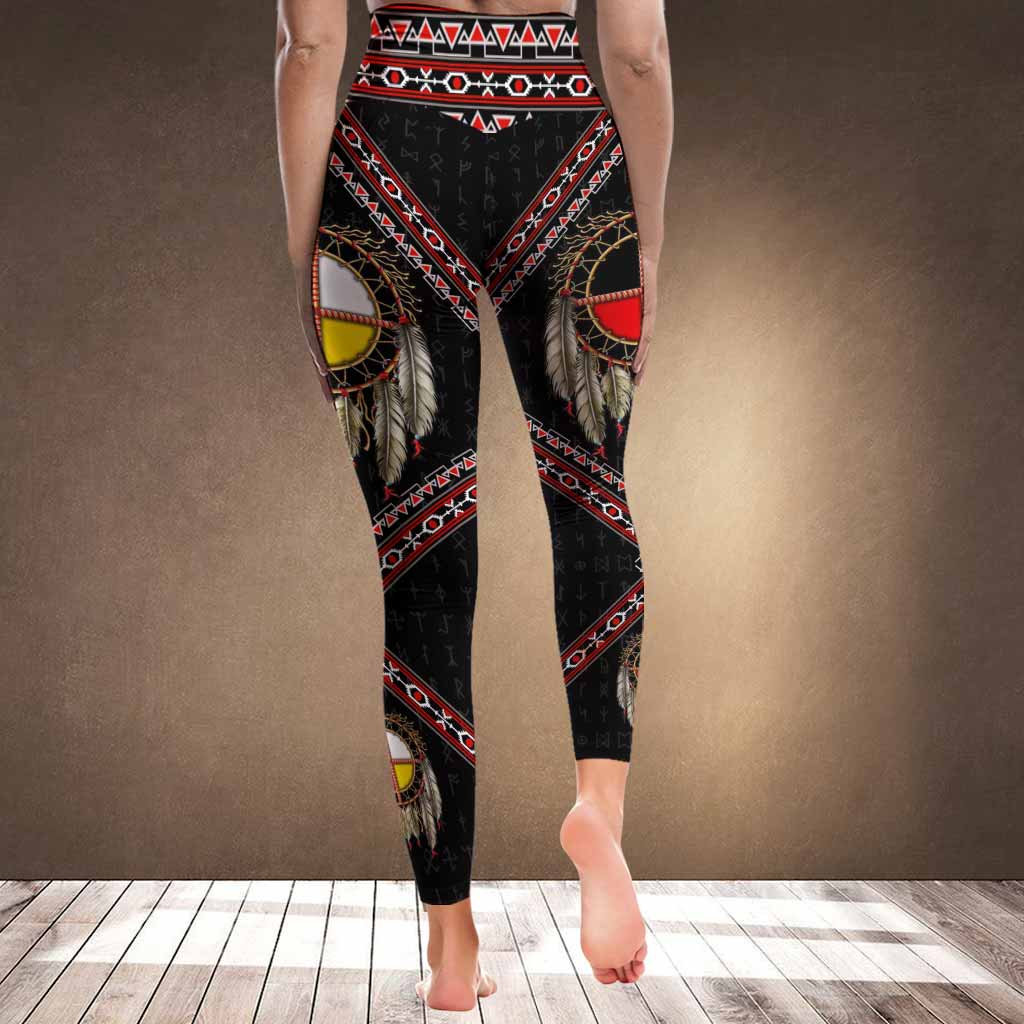 Indigenous Feather Native American - American Indian Leggings